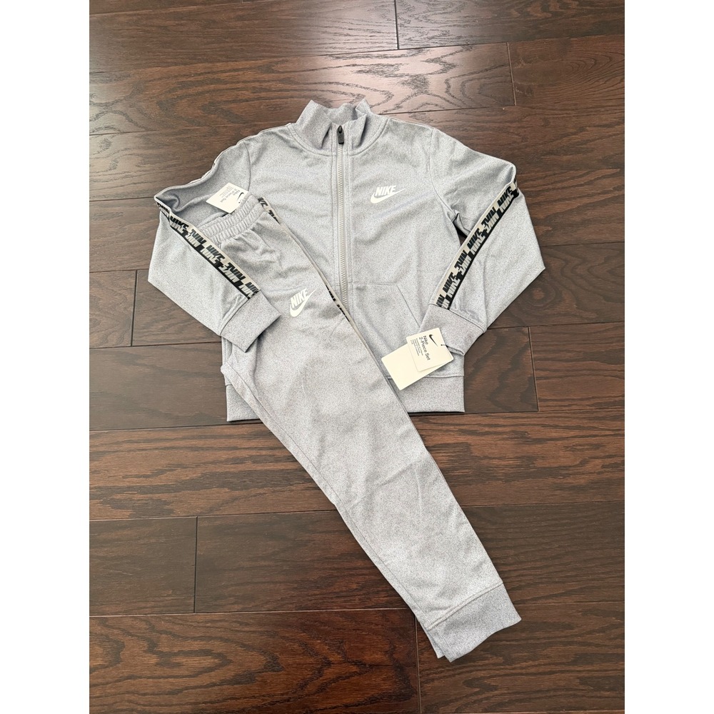 Nike Kids Grey Heathered Tracksuit 2-Piece Set Jacket and Joggers Size7 L 6-7YRS